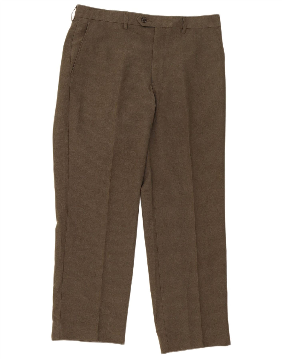 Marks & Spencer Pantalon de costume droit pour homme W34 L31 Kaki Polyester