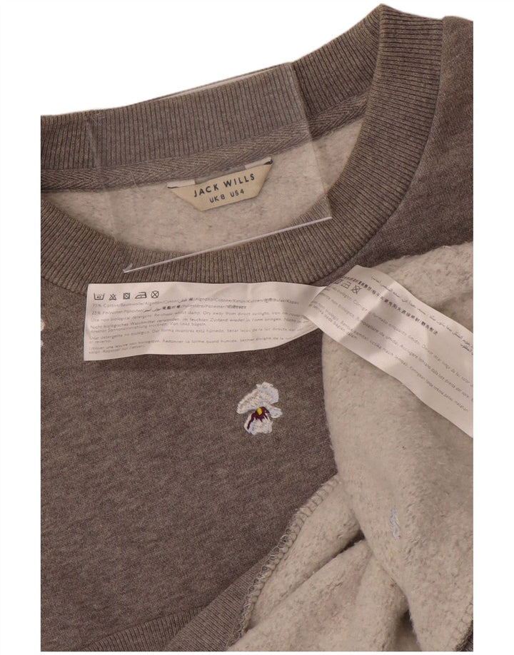 JACK WILLS Sweat-shirt surdimensionné pour femme UK 8 Petit gris floral