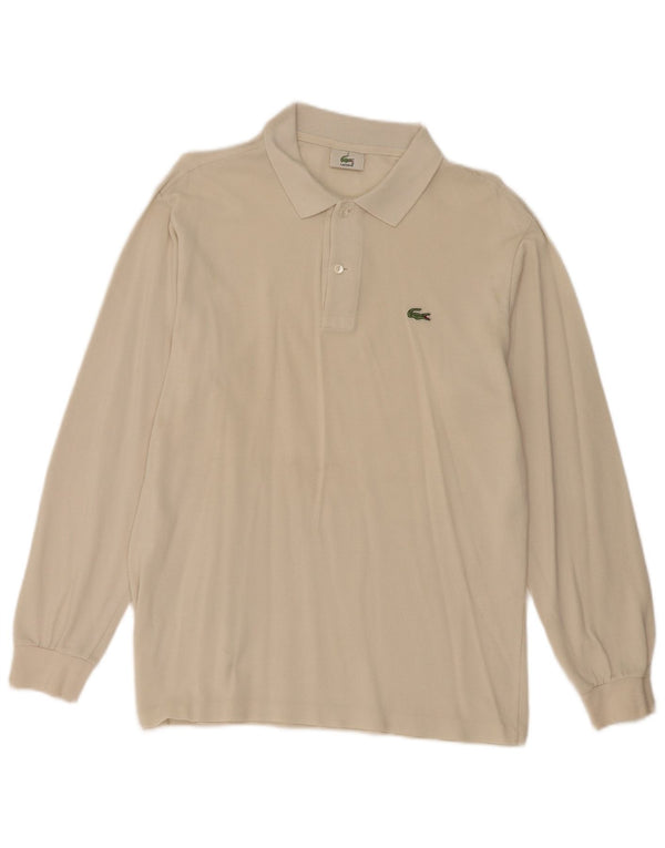 Lacoste Polo à manches longues pour homme Taille 4 Medium Off White Coton