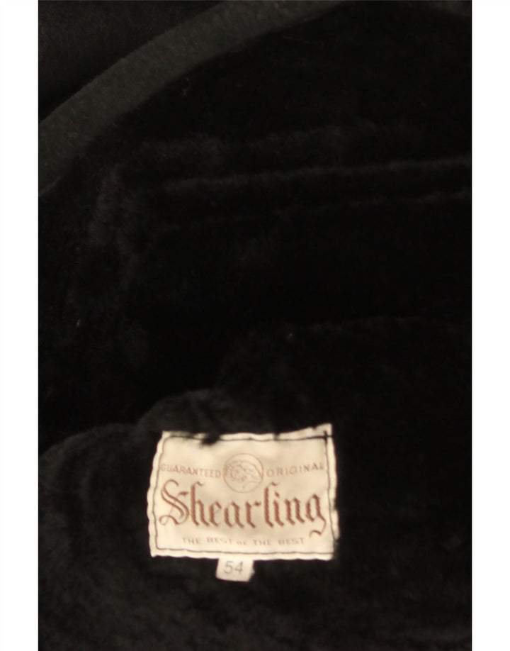 veste en peau de mouton homme vintage IT 54 2XL peau de mouton noire