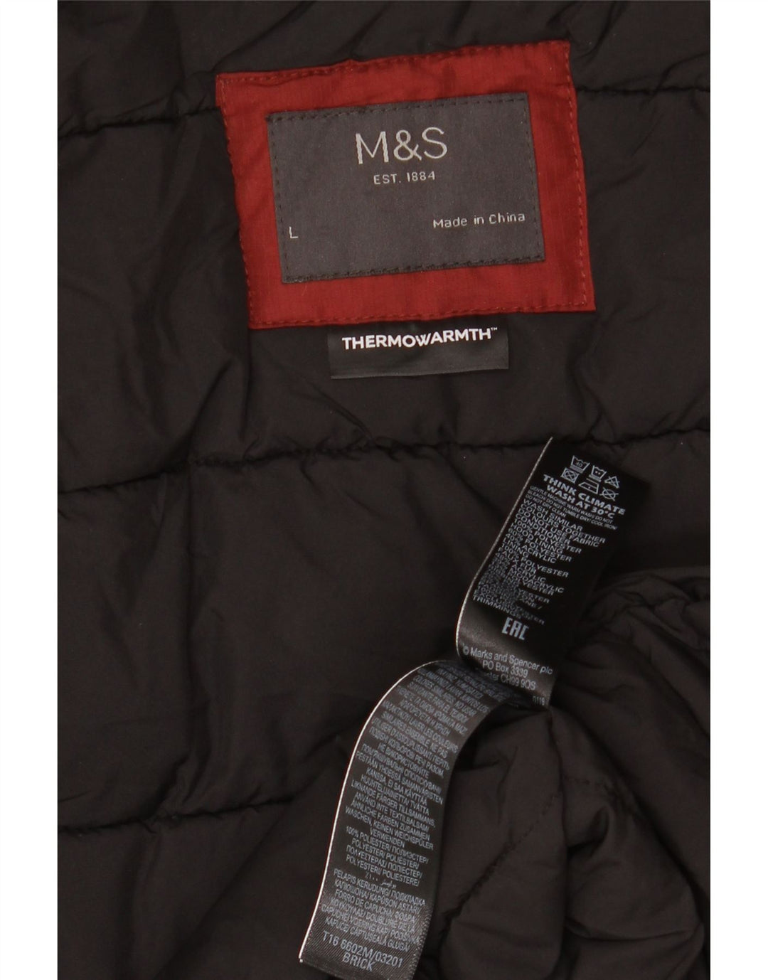 Marks & Spencer Parka rembourrée à capuche pour homme UK 40 Large Bordeaux Hiver