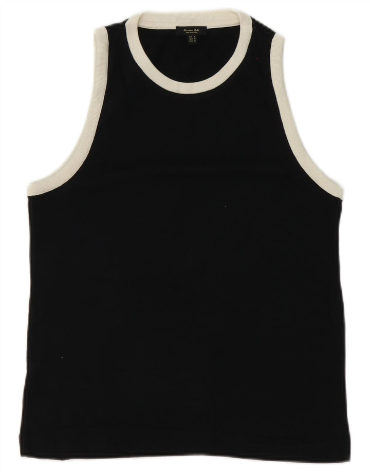 Massimo Dutti Débardeur Femme UK 12 Moyen Noir Coton