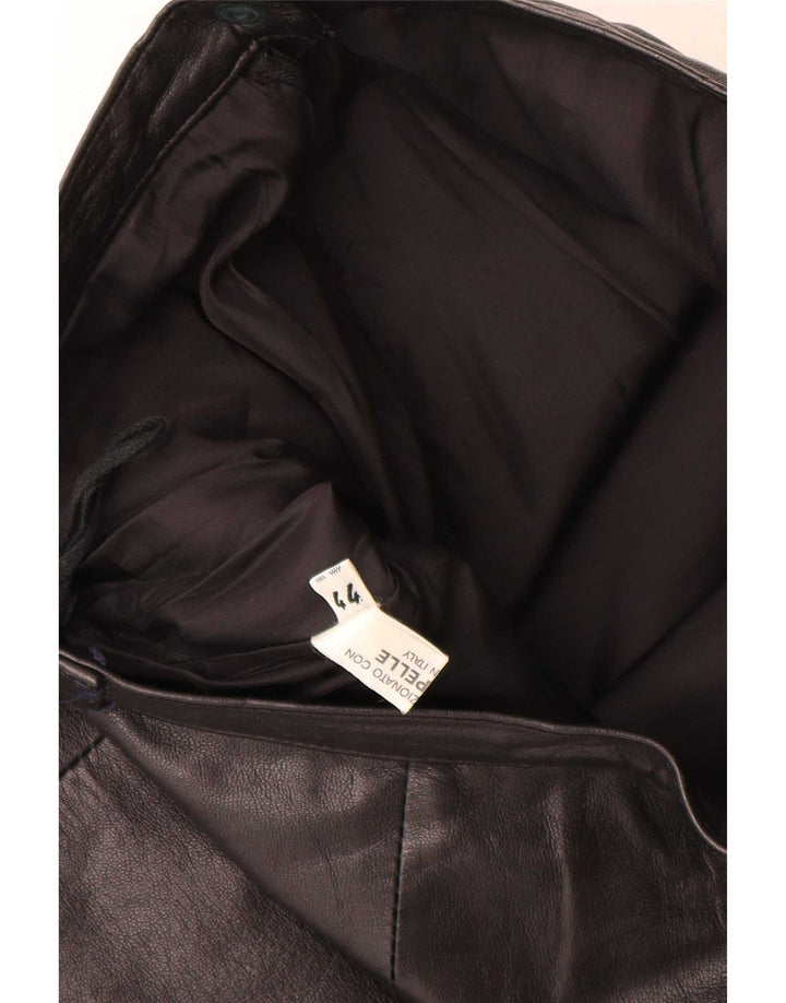 jupe en cuir femme vintage IT 44 Medium W28 Noir