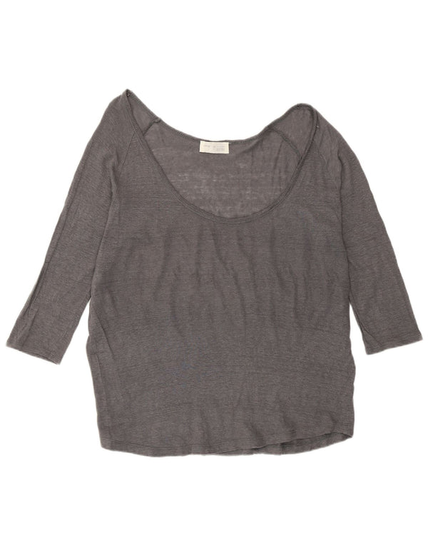 Zara Femme Top Manches 3/4 UK 16 Large Gris