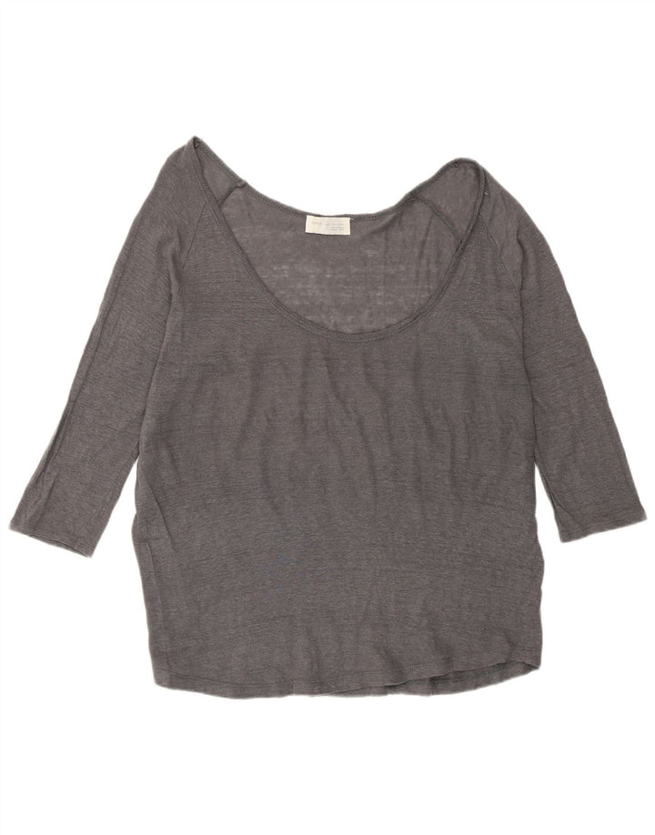 Zara Femme Top Manches 3/4 UK 16 Large Gris