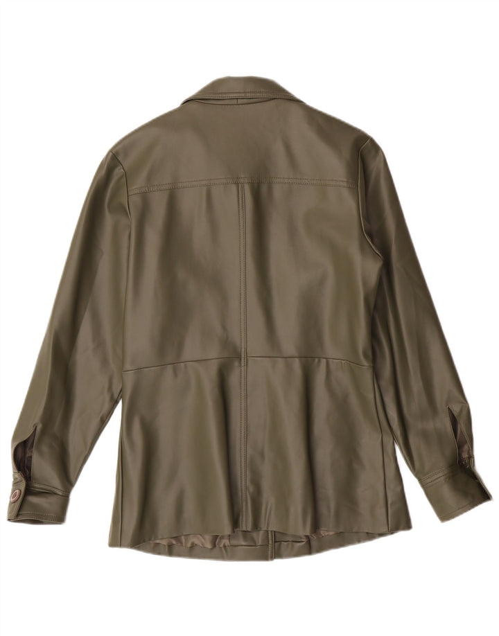 FISHBONE Veste en simili cuir pour femme UK 10 Petit Vert Polyuréthane