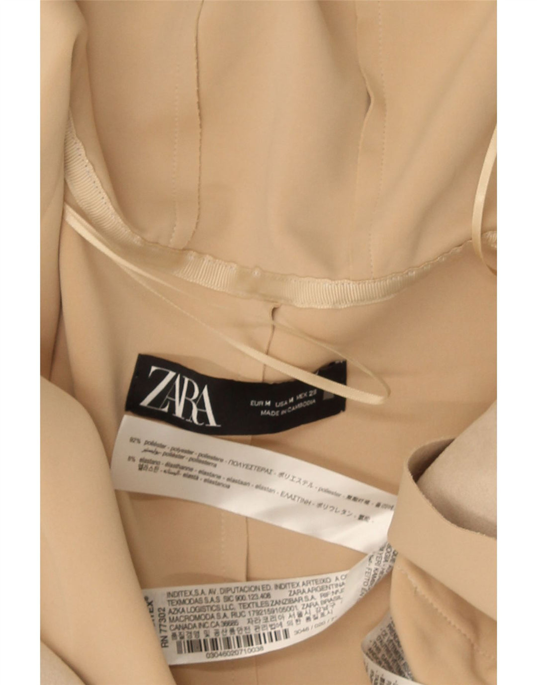 Zara Manteau à capuche pour femme UK 44 Polyester beige moyen