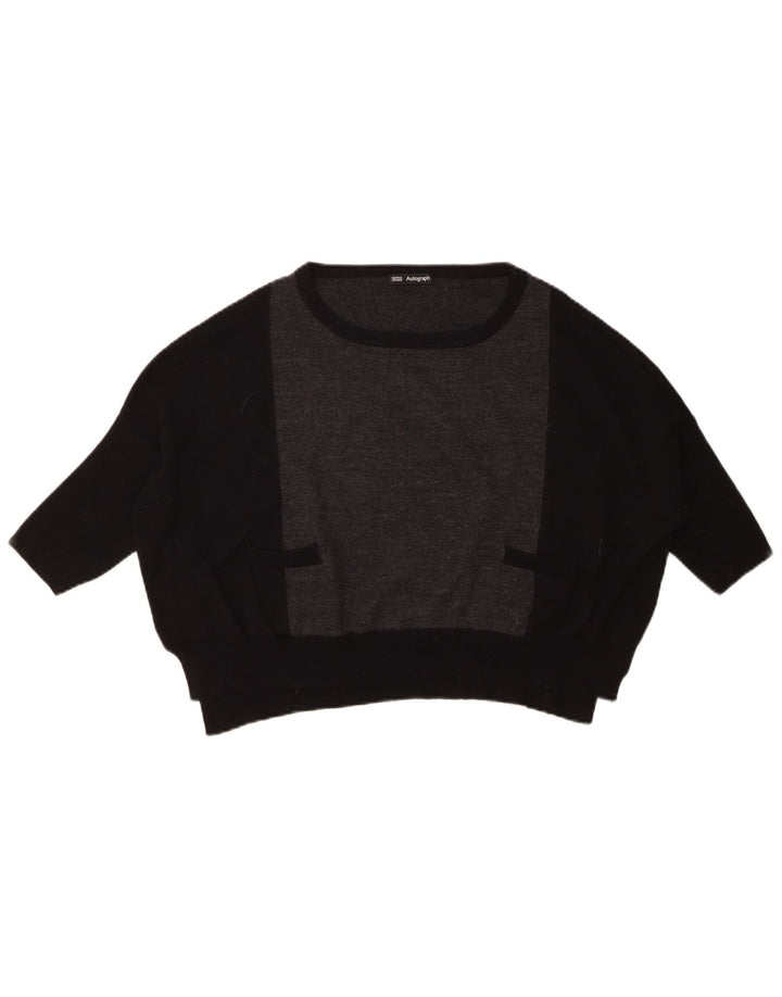 MARKS & SPENCER Womens Boat Neck Jumper Sweater UK 12 Medium Black