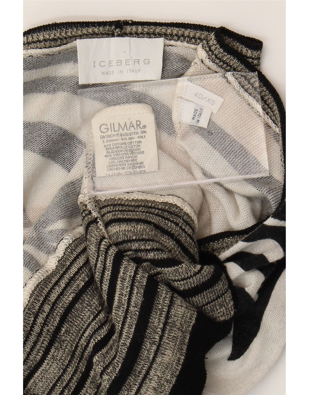 ICEBERG Cardigan Femme Pull UK 6 XS Blanc Cassé Floral Coton