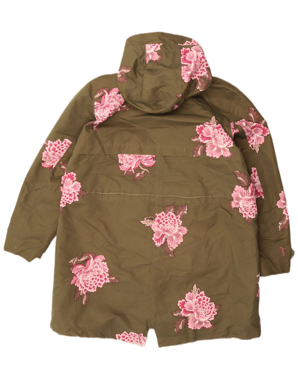 Joules Manteau imperméable surdimensionné à capuche pour femme UK 18 XL Kaki Floral Polyester