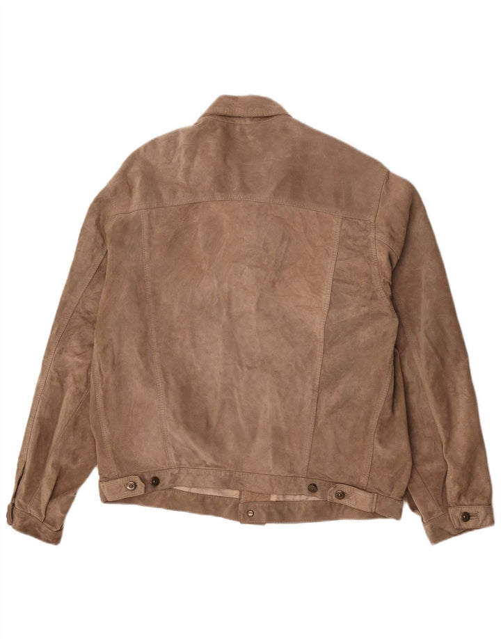 Veste Bomber En Daim Vintage Homme IT 52 XL Cuir Marron