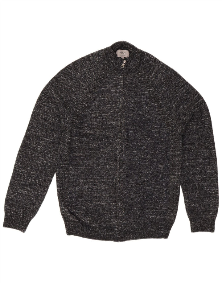 Marks & Spencer Pull Cardigan Homme Petit Polyester Moucheté Noir