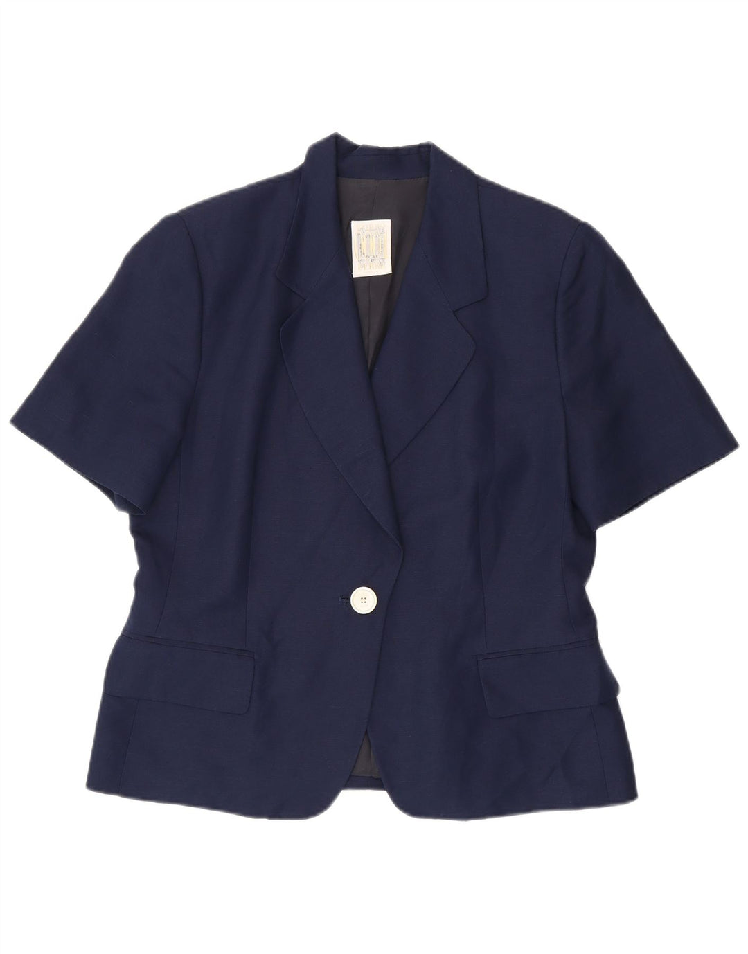 Ferre Womens 001 1 Bouton Veste Blazer à Manches Courtes UK 18 XL Bleu Marine