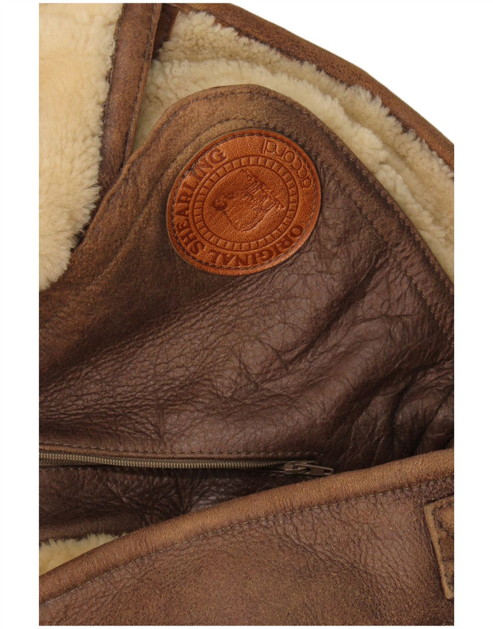 veste en peau de mouton homme vintage UK 42 XL peau de mouton marron