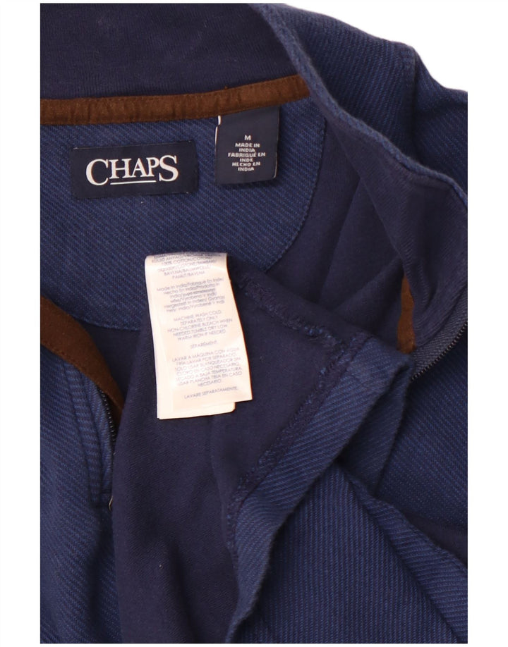 CHAPS Haut Col Zippé Manches Longues Homme Bleu Marine Moyen Coton