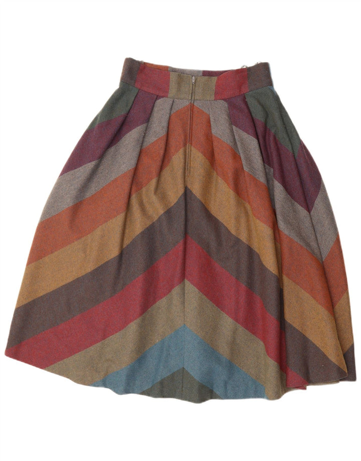 VINTAGE Jupe A-Line Femme EU 40 Moyen W30 Rayé Multicolore
