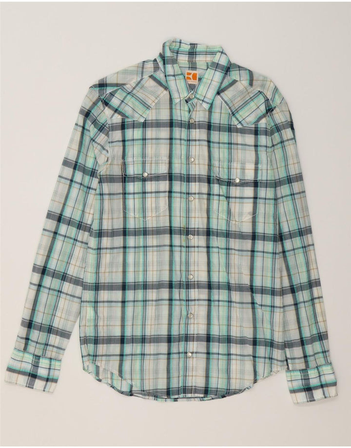 HUGO BOSS Chemise Homme Bleu Moyen à Carreaux en Coton