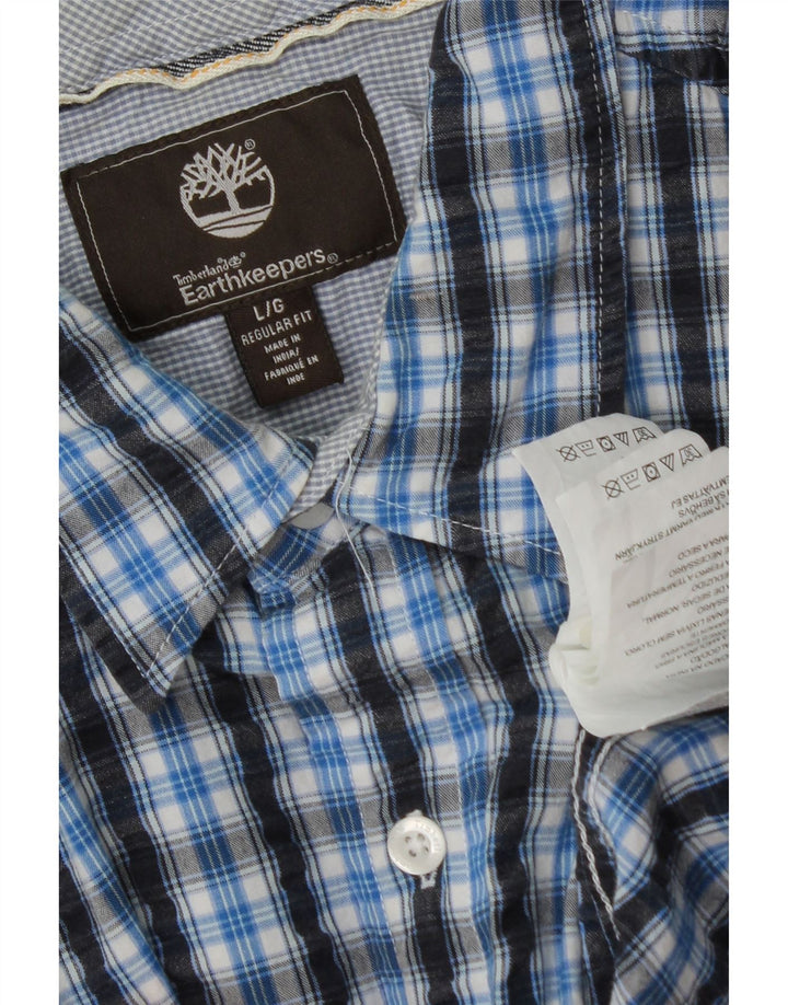 TIMBERLAND Chemise à manches courtes pour homme en coton à carreaux bleus