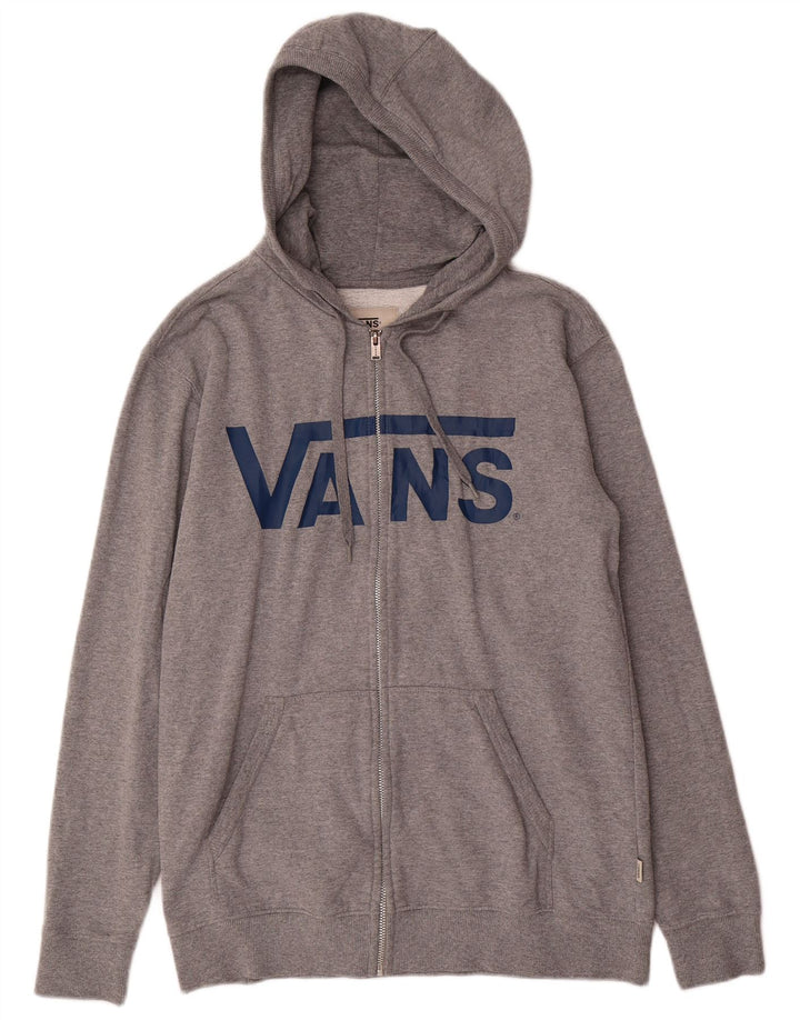 VANS Pull à capuche zippé graphique pour homme en coton gris moyen