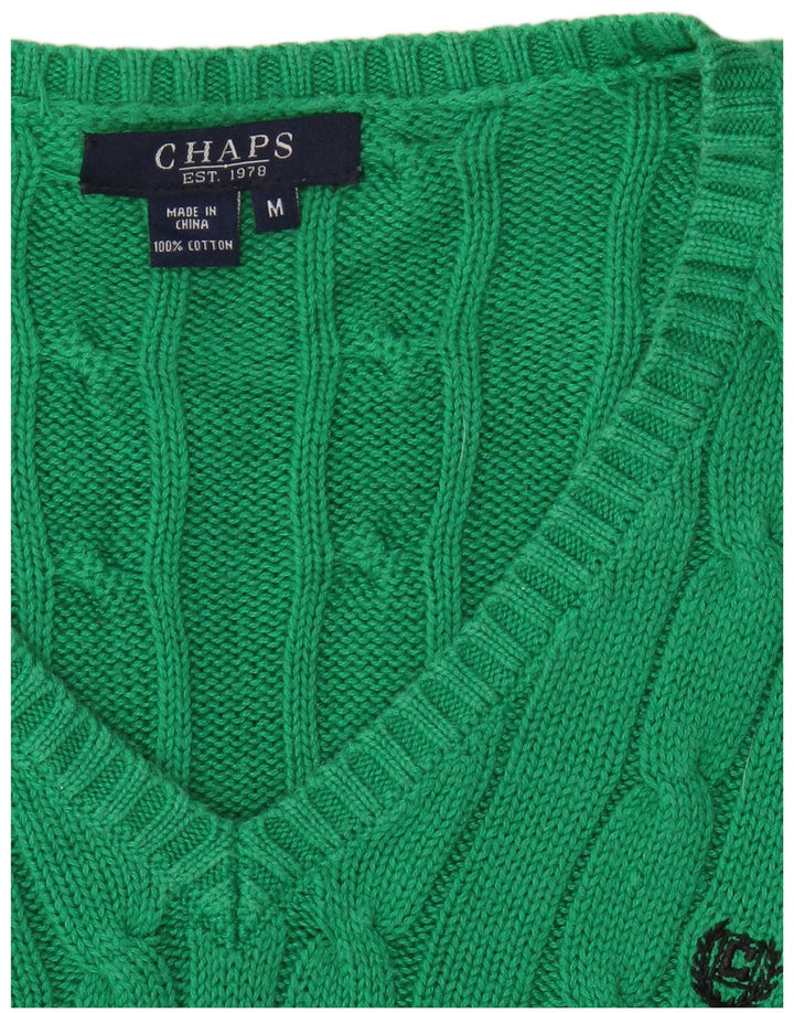 Chaps Pull col en V pour femme UK 12 Vert moyen Coton