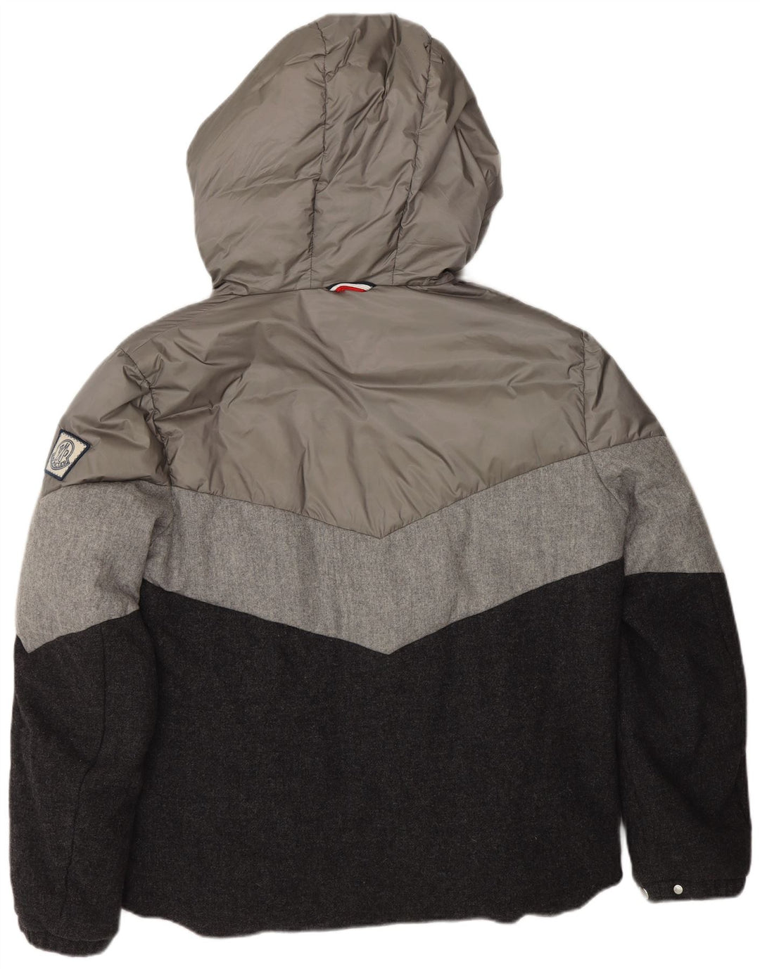 Moncler Veste matelassée à capuche pour homme Taille 3 Grand Gris Colorblock Designer