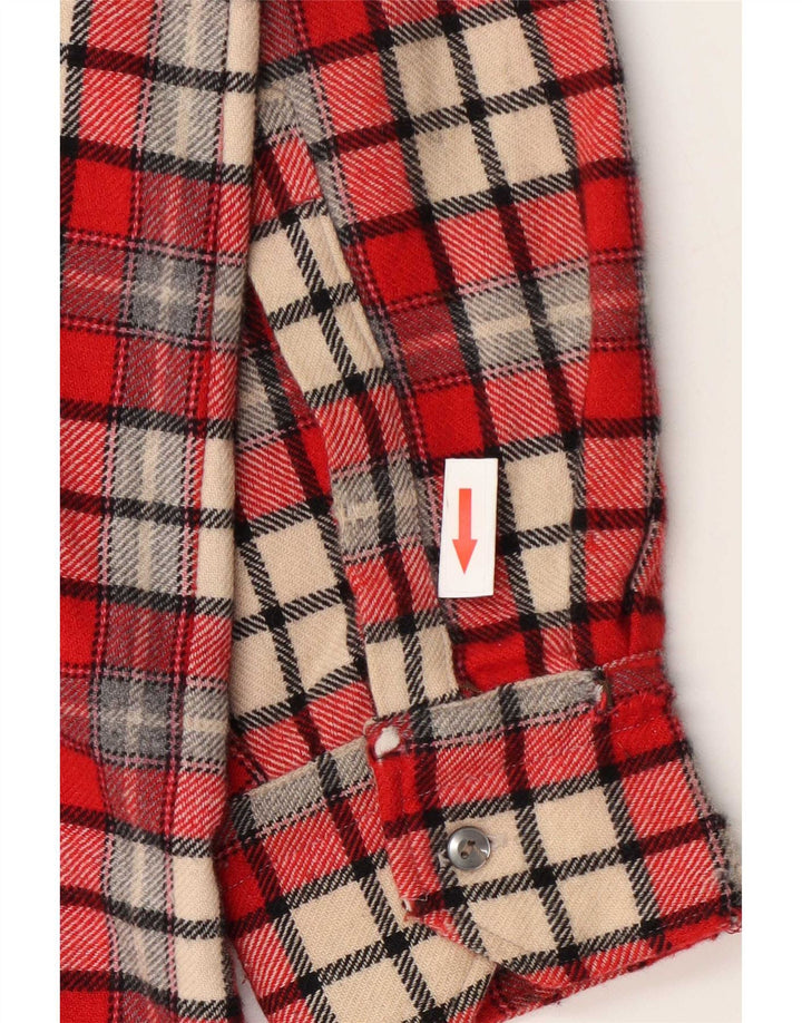 vintage Chemise en flanelle homme XL Laine à carreaux rouges
