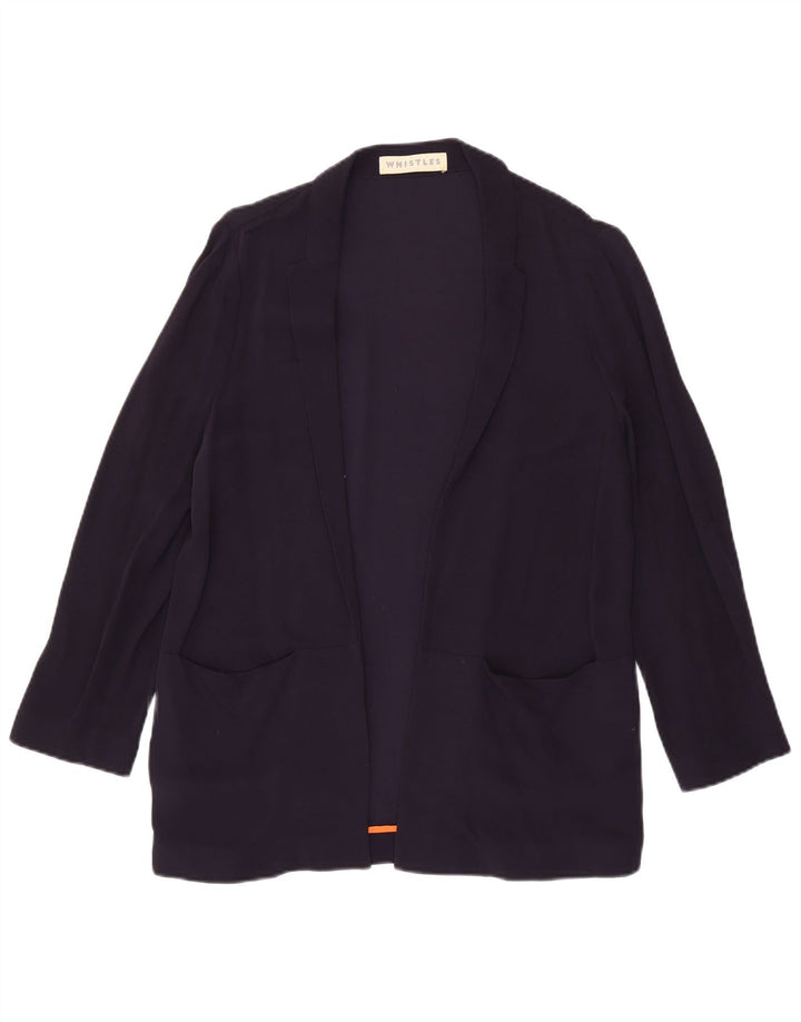 WHISTLES Veste blazer ouverte pour femme UK 12 Bleu marine moyen Viscose