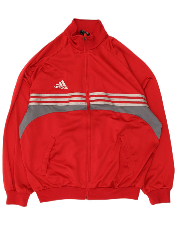 Adidas Veste de survêtement pour homme UK 44/46 Large Rouge Colorblock Polyester
