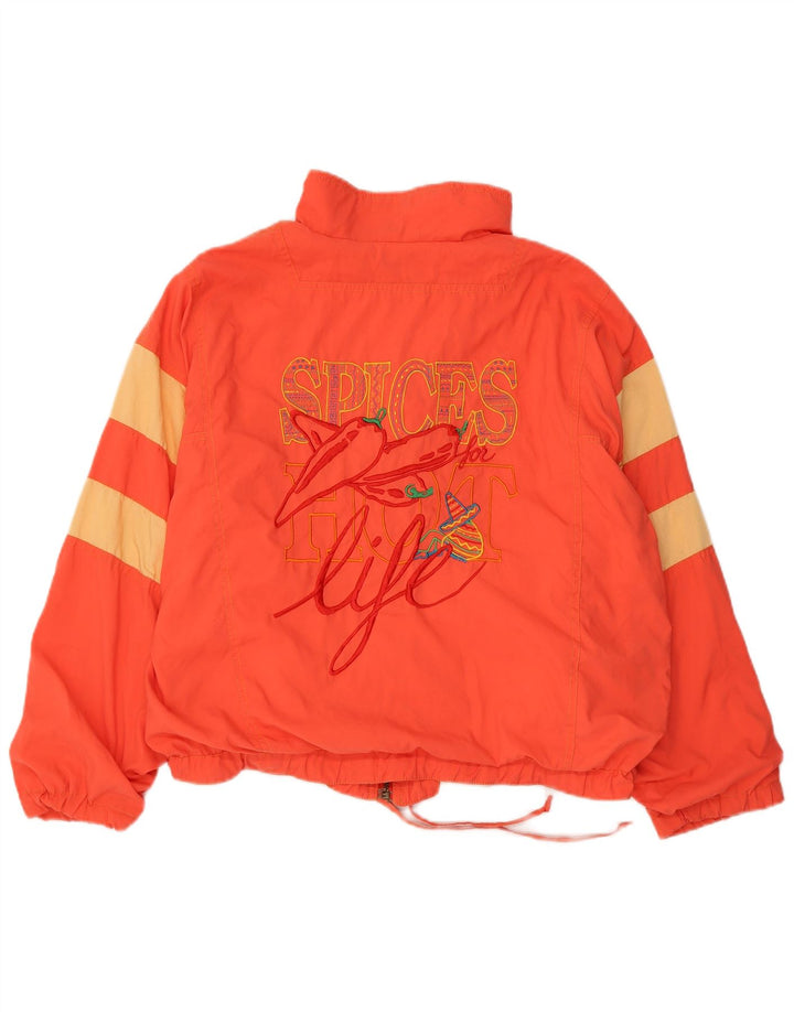 VINTAGE Veste de survêtement femme UK 12 Medium Orange Colourblock