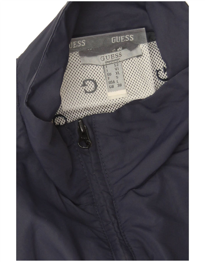 Guess Veste de Survêtement Graphique sans Manches pour Homme XL Bleu Marine Polyester