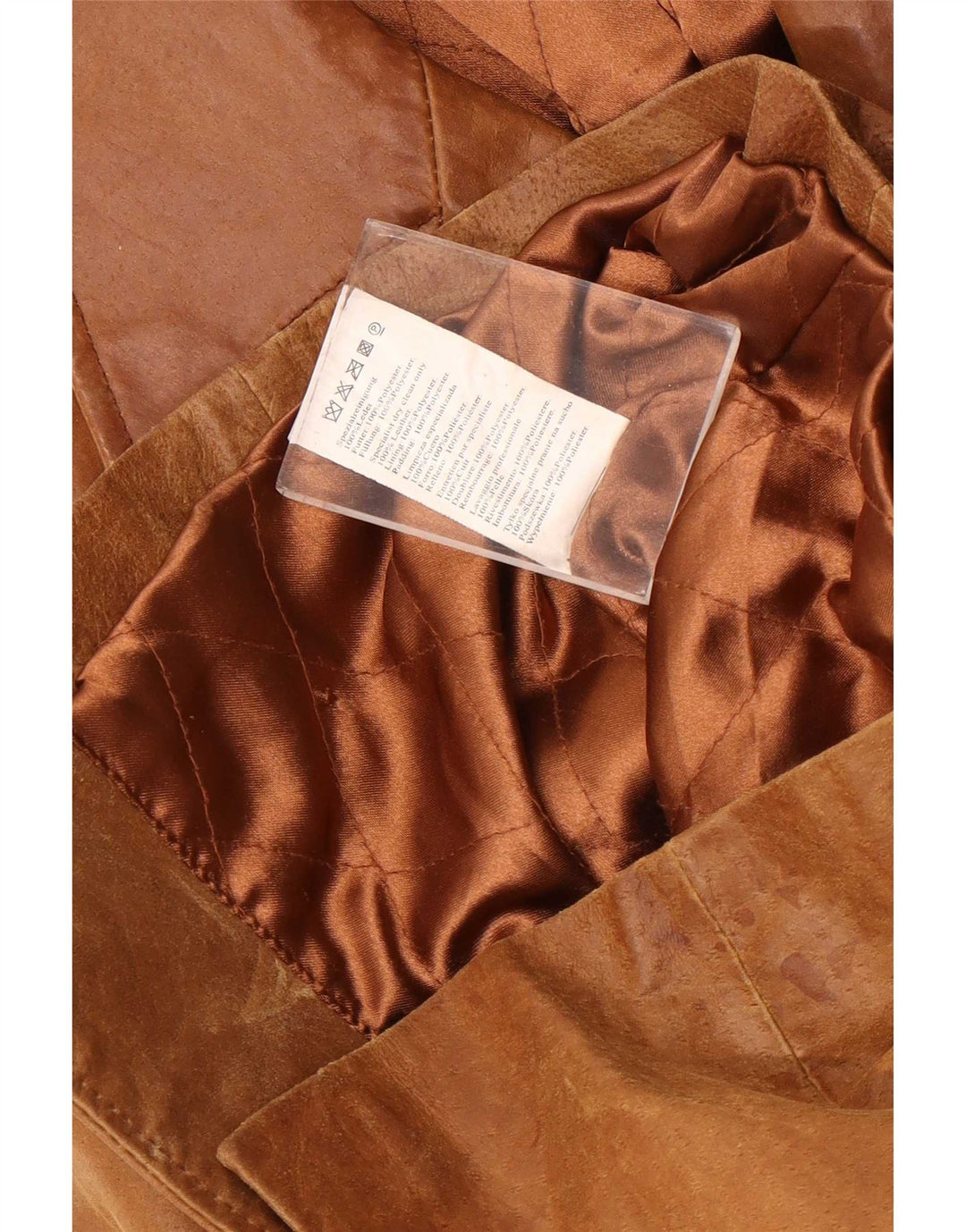 manteau en cuir femme vintage IT 46 Grand Marron