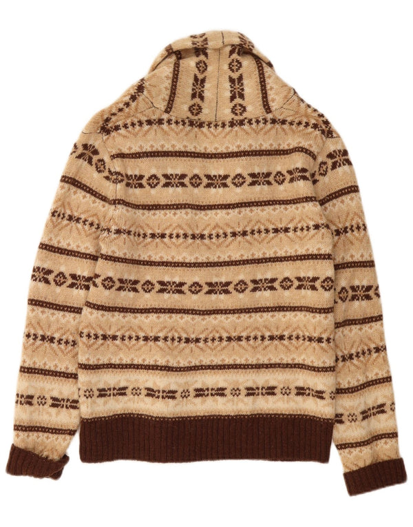 Susan Bristol Pull cardigan pour femme UK 10 Petite laine beige Fair Isle