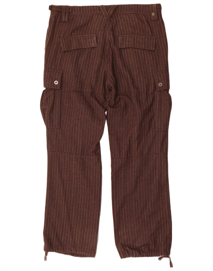 Fenchurch Pantalon cargo droit pour homme W36 L33 Marron à fines rayures Polyester