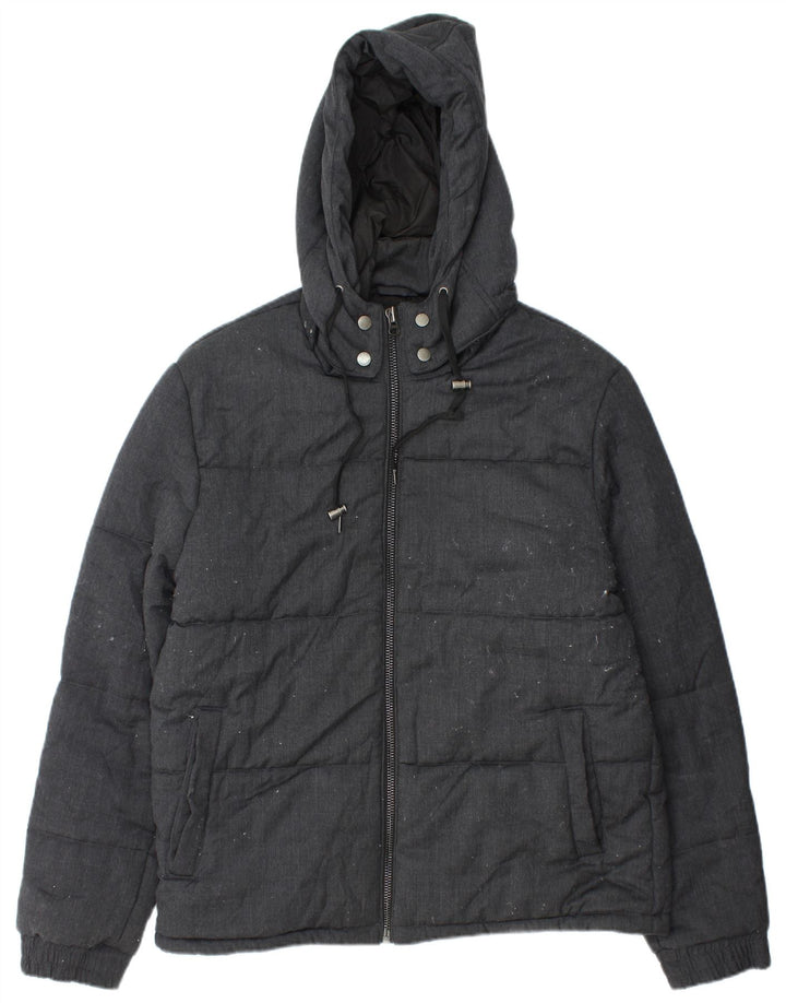 French Connection Veste matelassée à capuche pour homme UK 42 XL Laine noire