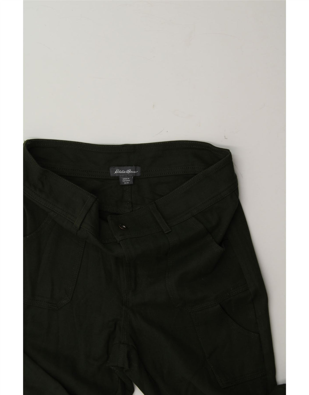 EDDIE BAUER Womens Slim Cropped Trousers Medium W28 L25 Green Rayon Vintage Eddie Bauer and Second-Hand Eddie Bauer from Messina Hembry 