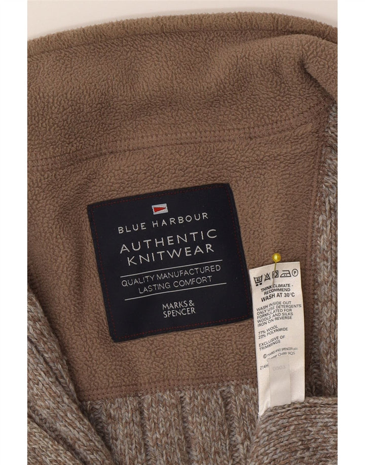 Marks & Spencer Cardigan pour homme en laine mouchetée marron