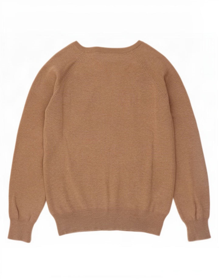 Zara Pull col V pour femme UK 12 en coton beige moyen
