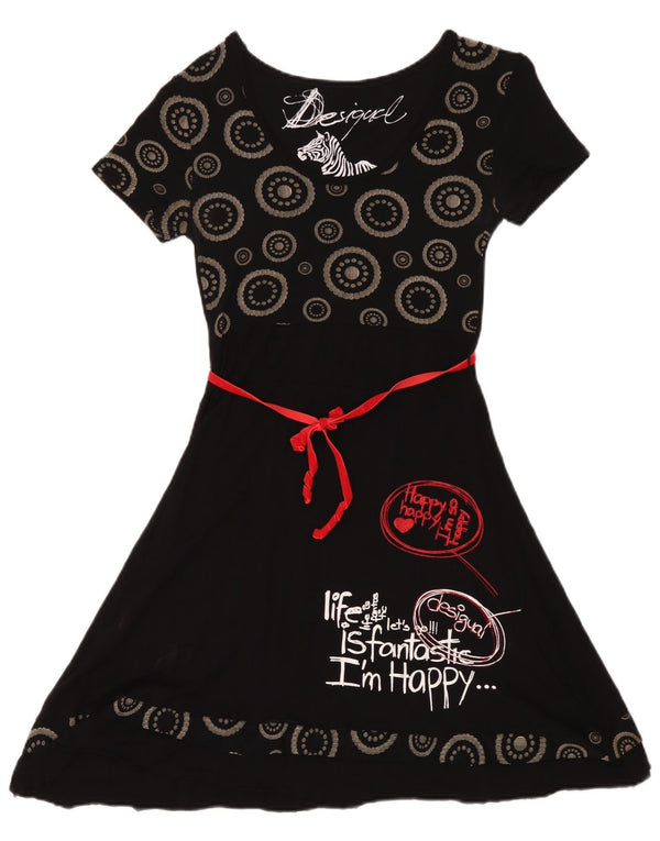 Desigual Robe trapèze graphique pour femme UK 42 Medium Noir Géométrique