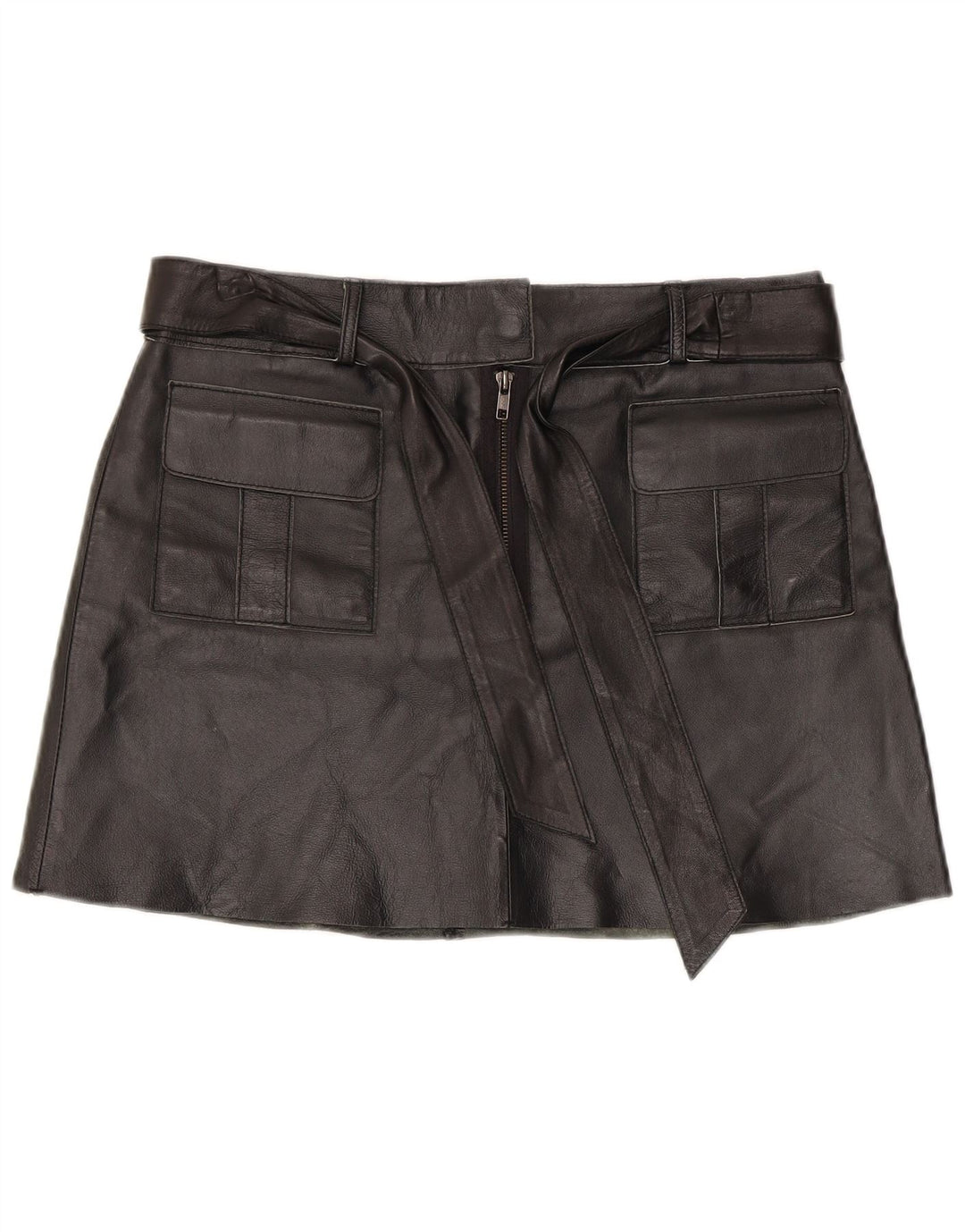 Conbipel Femme Mini Jupe En Cuir IT 44 Medium W34 Cuir Noir