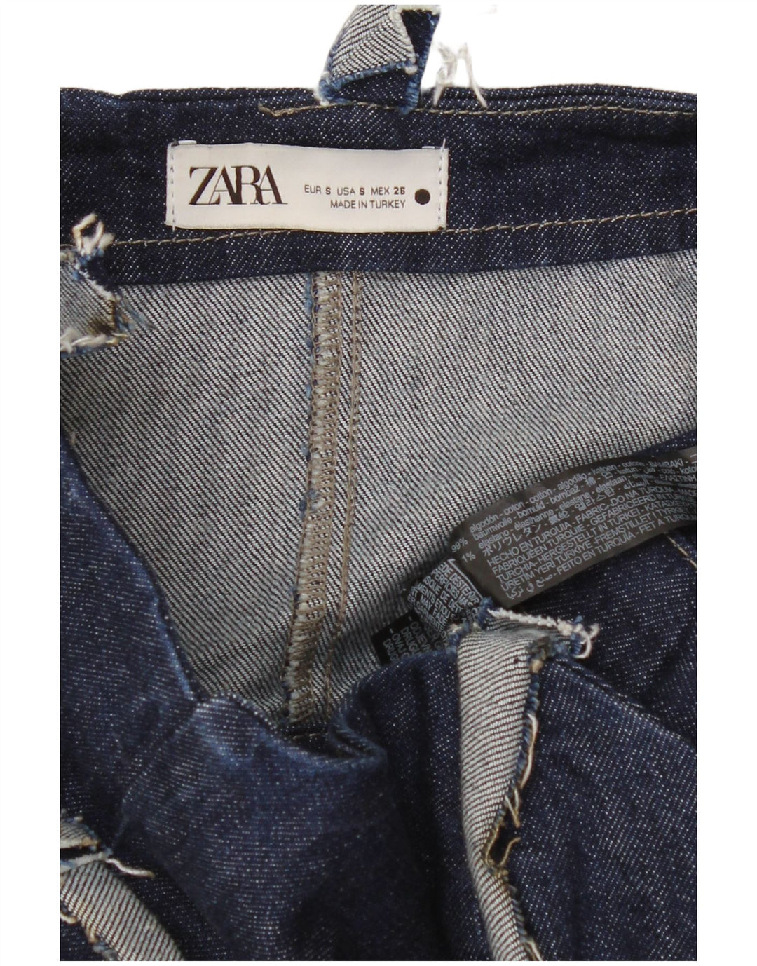 Zara Femme Denim Combinaison UK 8 Petit Bleu Marine Coton