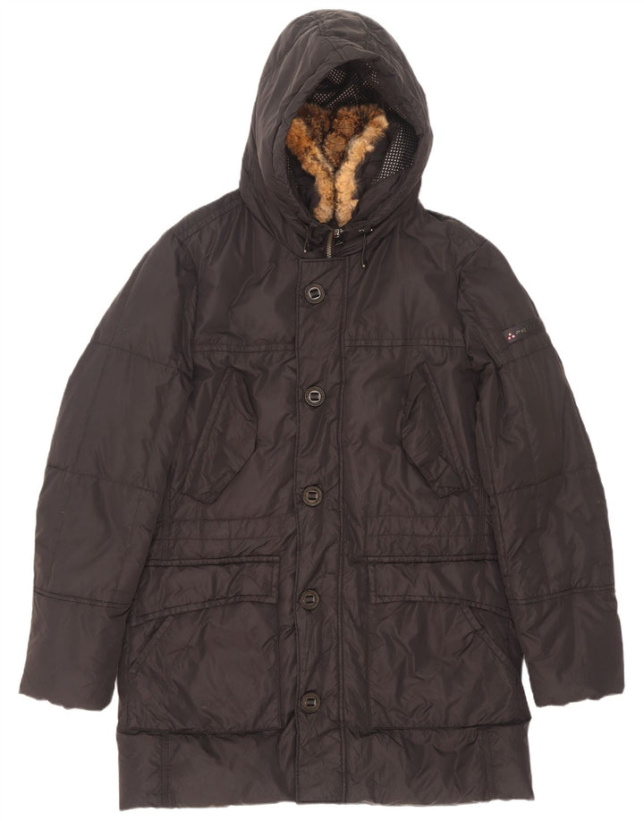 PEUTEREY Manteau matelassé à capuche pour homme UK 40 Large Noir Polyester