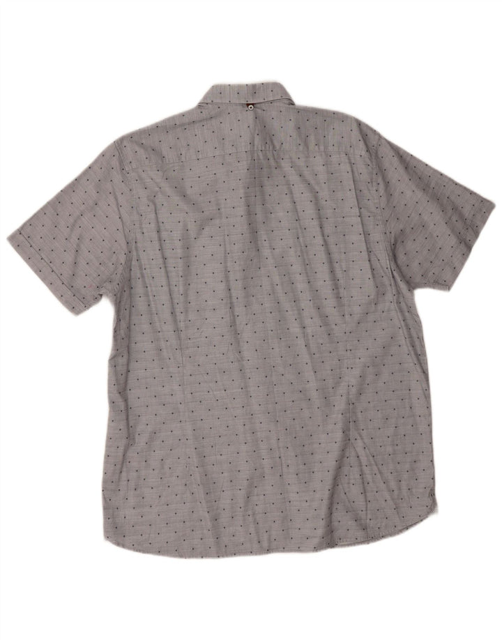 Ted Baker Chemise à manches courtes pour homme Taille 5 XL Gris à pois en coton