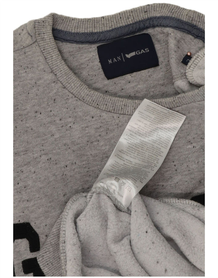 GAS Sweat-Shirt Graphique Homme Grand Coton Chiné Gris
