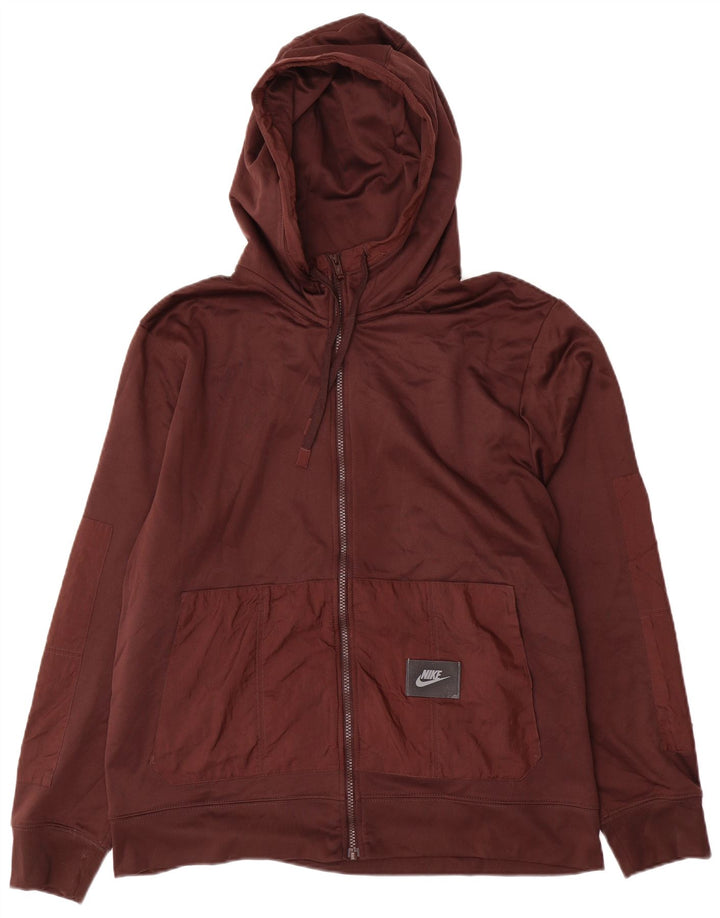 NIKE Pull à capuche zippé Dri Fit pour hommes, grand polyester marron