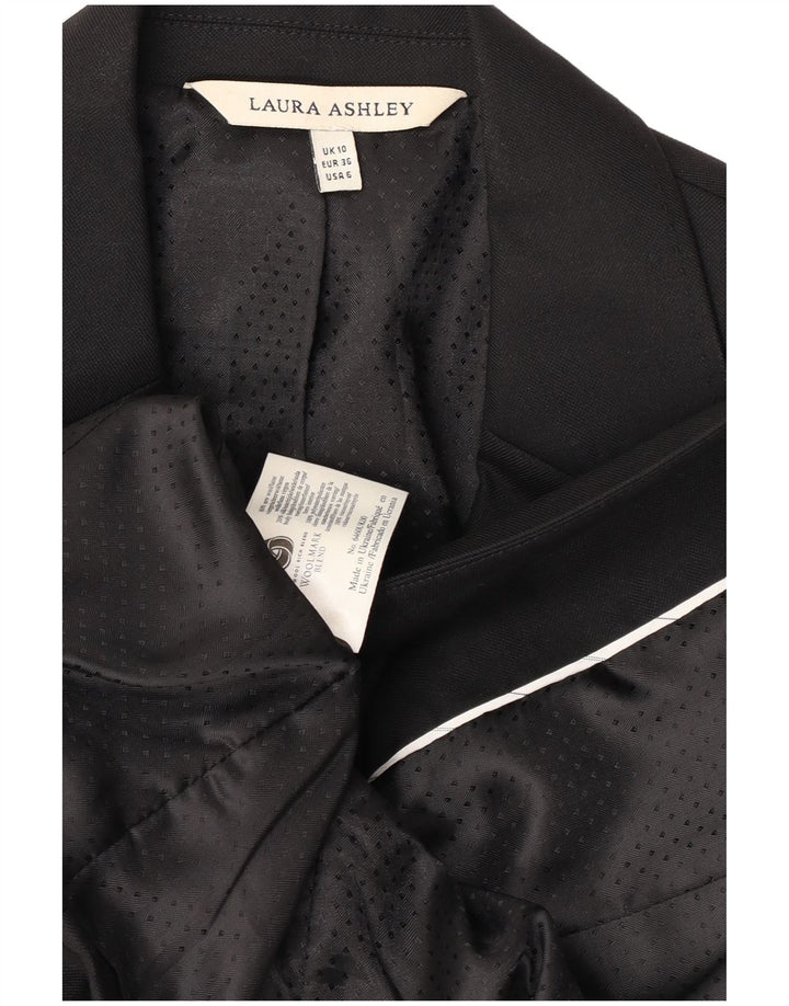 Laura Ashley Veste blazer à 1 bouton pour femme UK 10 Petite laine noire
