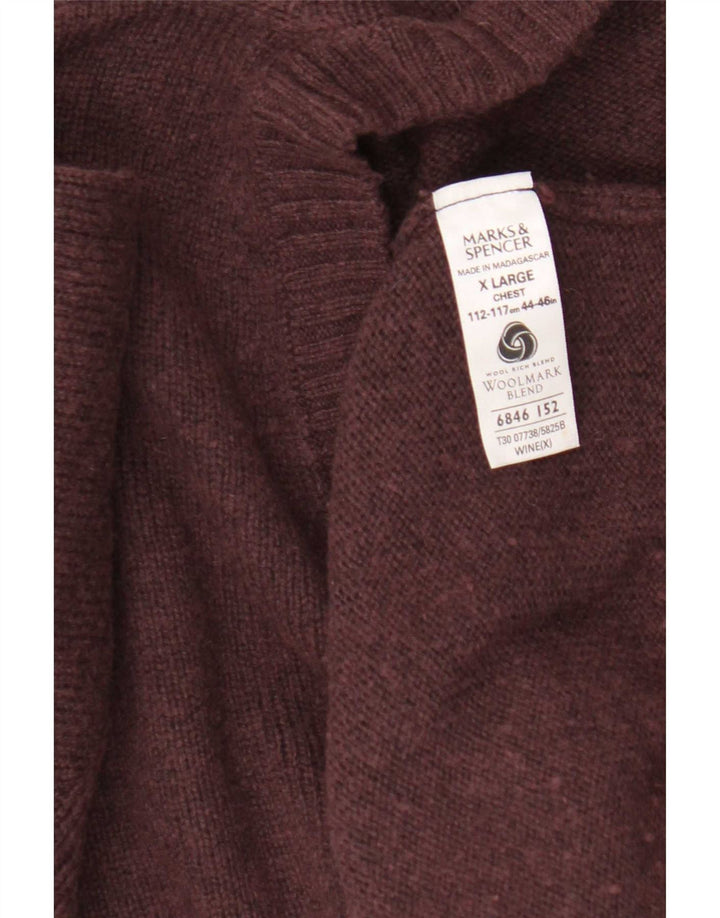Marks & Spencer Pull col V pour homme XL en laine bordeaux