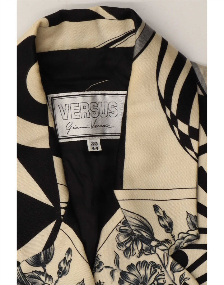 Versus By Gianni Versace Veste blazer graphique pour femme EU 44 Large Beige Des
