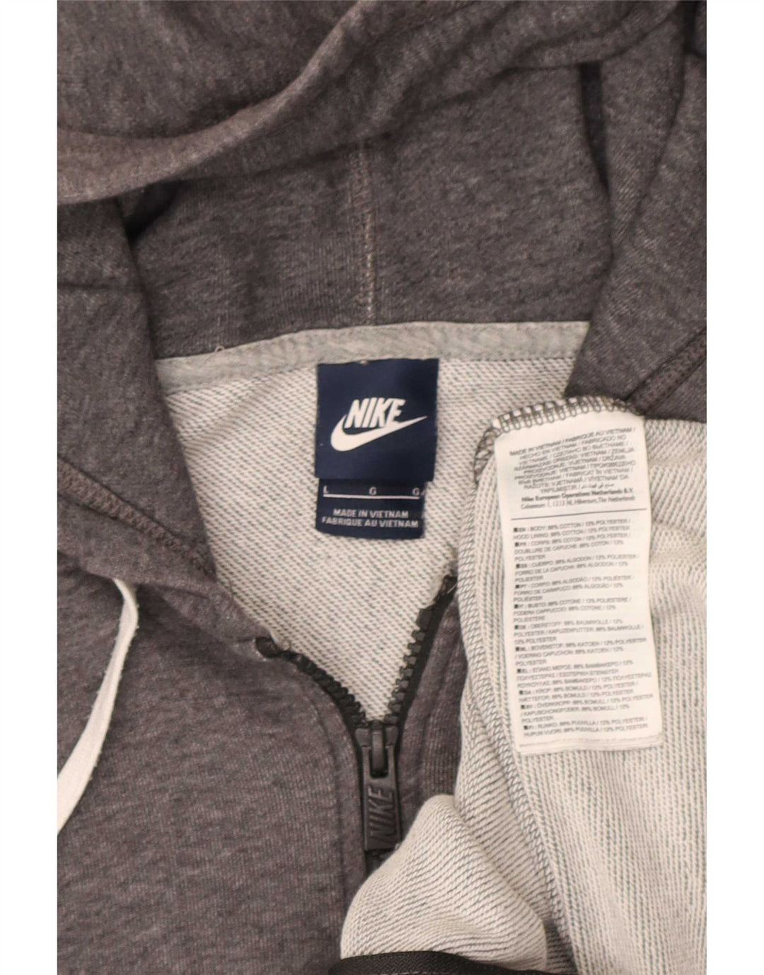 Nike Pull à capuche zippé pour homme Grand coton gris