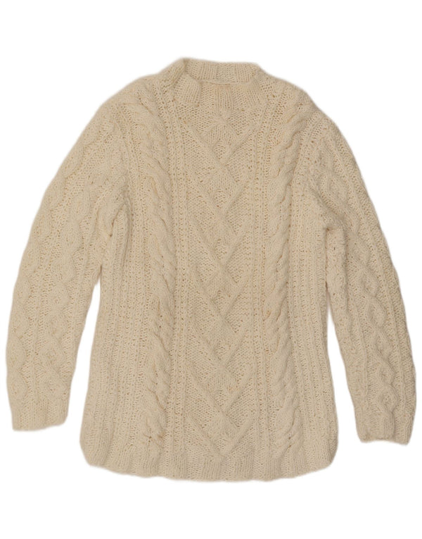 VINTAGE Pull col roulé femme UK 16 Large Off White