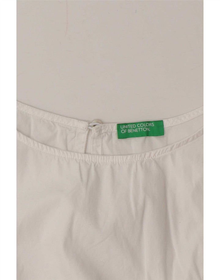 Benetton Chemisier sans manches pour femme UK 42 Blanc moyen